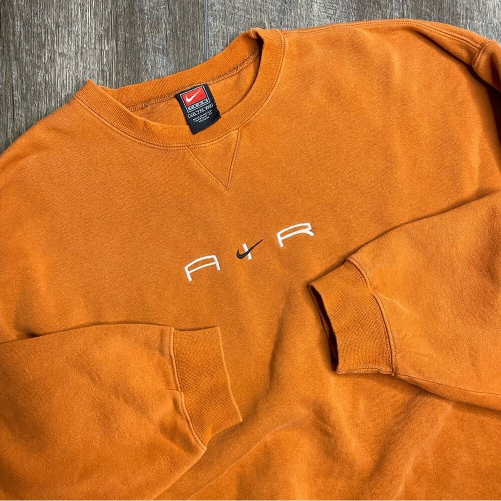 Nike Air Center Swoosh Orange Crewneck Sweatshirt 2000s Size XXL